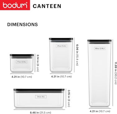Набір контейнерів для зберігання Bodum CANTEEN (6 шт) чорного кольору, BPA-free, для посудомийної машини, прозорі, штабельовані