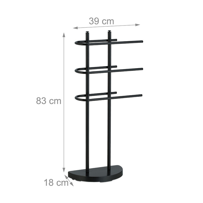 Relaxdays Black Towel Rack with 3 Bars