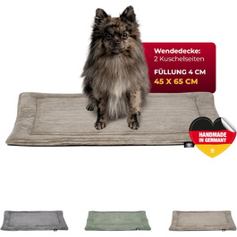 Килимок для собак HS-Hundebett® з флісової тканини, XS (45x65 см) – двосторонній, миючий – м'який, затишний – бежевий, Made in Germany 3977