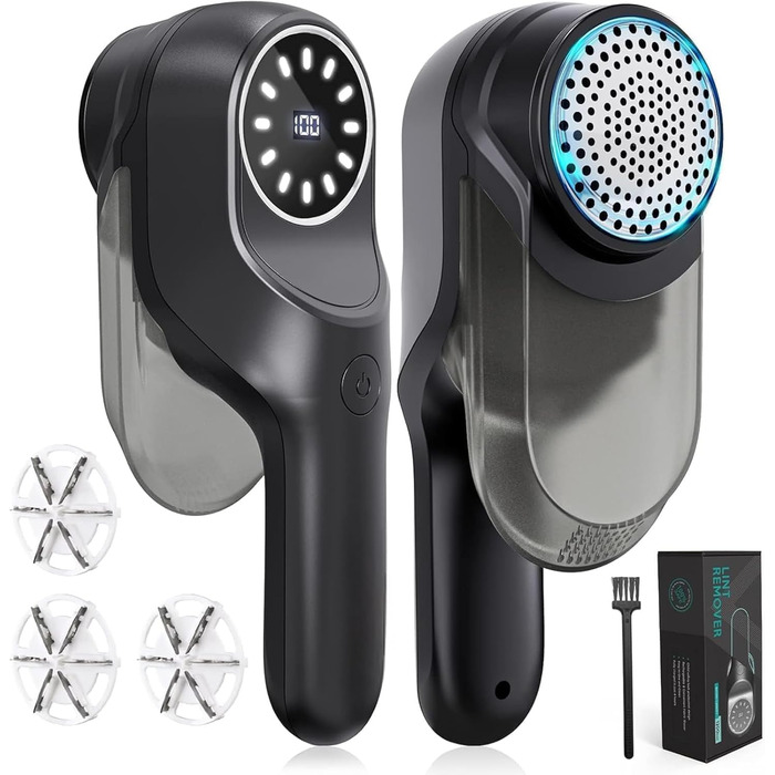 Електричний видальник ворсу Fusselrasierer з USB-зарядкою, LED-дисплеєм та 6-ма лезами. Для одягу, меблів. 2 режими потужності