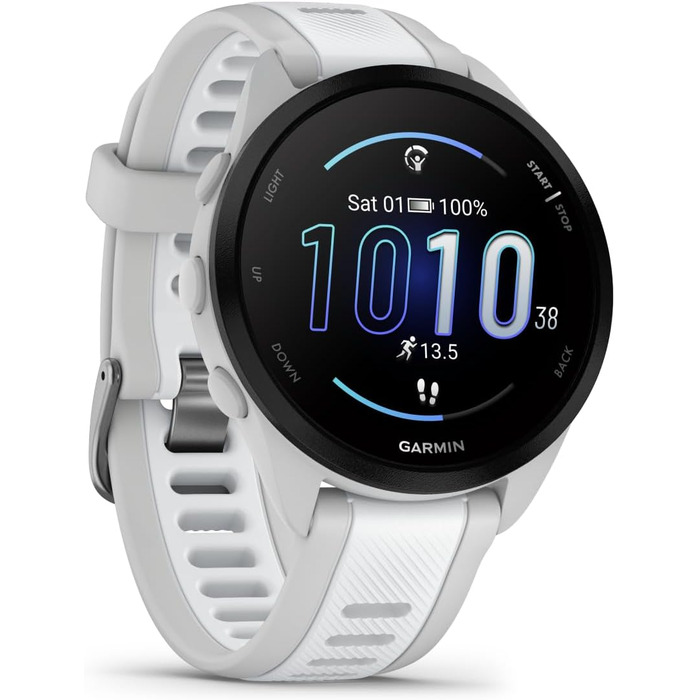 Garmin Forerunner 165 43mm - Розумний годинник для бігу, білий, AMOLED, до 11 днів роботи, 25+ спортивних функцій