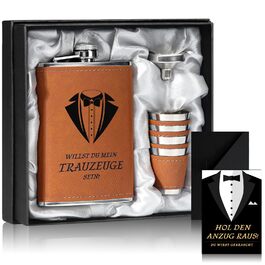 Фляга для дружби на весілля з гравіюванням, 8oz, 4 стаканчики, воронка, подарункова коробка, нержавіюча сталь, для чоловіків