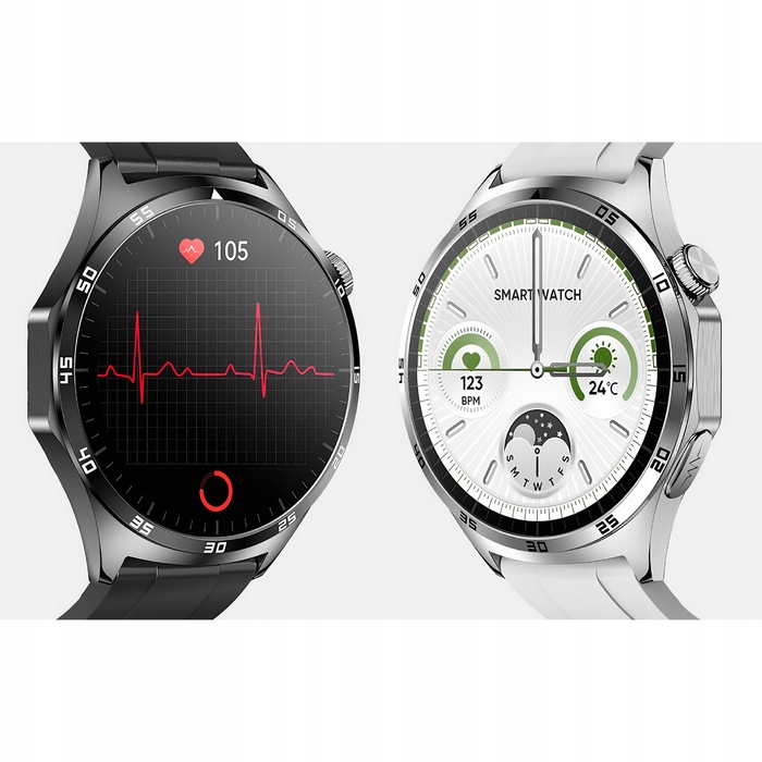 Смарт-годинник Bartomtime Kardiowatch Mtech3 з функціями ЕКГ та вимірювання глюкози, сріблястий