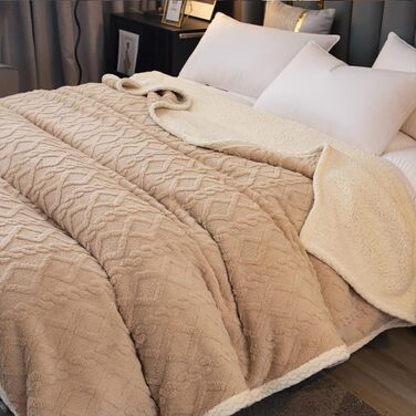 Плед Sherpa-Fleece з начосом, двосторонній, плюшевий, м'який, сірий-блакитний, 150 x 200 см