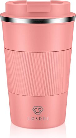 Термокружка CS COSDDI з нержавіючої сталі, 380мл, з кришкою, для кави, води та чаю, подвійні стінки, витривала, 1 шт.