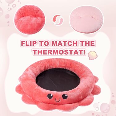 Кругле ліжко для собак та котів XL, рожево-червоне, Boho стиль, з м'яким знімним подушечкою, ліжко-антистрес для великих собак