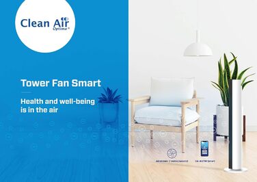 Вентилятор вежний Smart Clean Air Optima CA-407 Luxus з іонізацією та фільтром від пилу - до 500 м³/год, управління зі смартфона