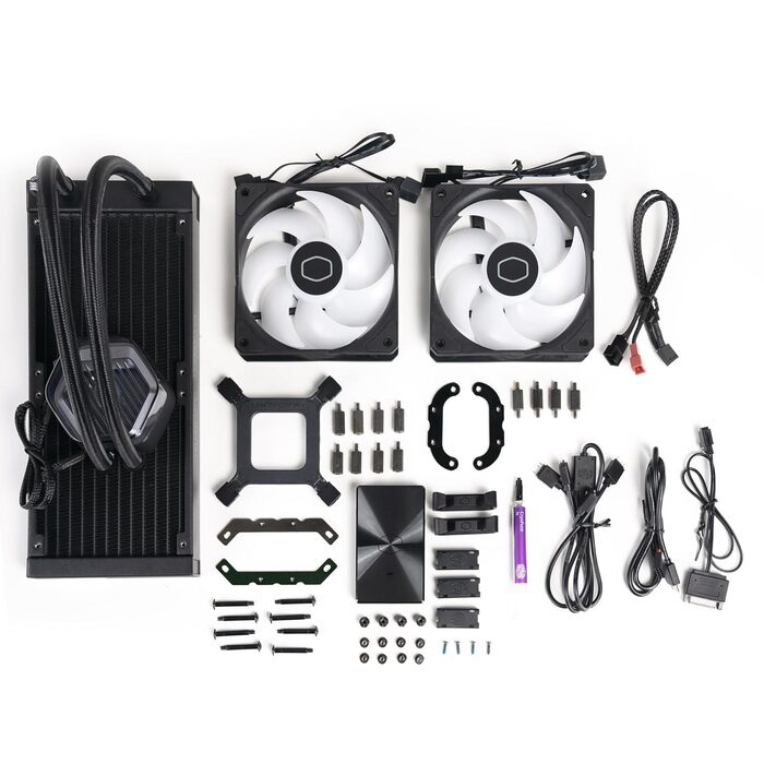 Cooler Master MasterLiquid 360 Stealth: Світлодіодна СРU-Водяна Система Охолодження - AIO (300W), Подвійна помпа, 120мм вентилятори Mobius, LGA1851/1700/AM5/AM4, RGB