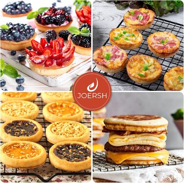 JOERSH Silicone Egg Molds, 10.2 cm, Jumbo Muffin Baking Pans, Non-Stick Coated, Large, Round, Silicone Molds for Hamburger Buns, Cornbread, Cakes, Pies, Shortcakes, Breakfast Eggs, Sandwiches