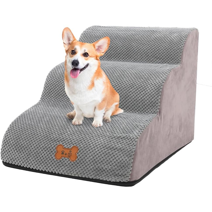 Сходинки для собак маленьких порід, 3 сходинки, 40 см, знімна та миюча, з м'якого пінополіуретану, антиковзкі, для котів та собак, для ліжка/дивану/автомобіля