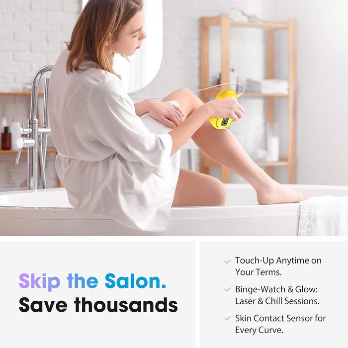 Пристрій для епіляції IPL з охолодженням, 5 рівнів потужності, 999,900 імпульсів світла, для жінок та чоловіків, обличчя, під пахвами, ноги, тіло (білий, золотий)