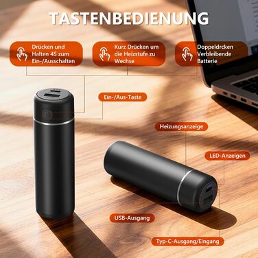 Електричні грілки для рук EXTSUD 2 шт. 5000mAh з USB-живленням, 3 режими нагріву, Powerbank для відпочинку на природі, гольфу, зимових подарунків