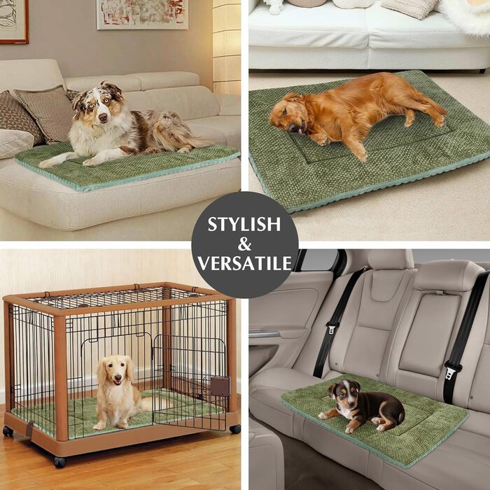 Килимок для собак Vejaoo XZ016, зелений, 75x50x4 см (М'який, миючий, для собак маленьких, середніх та великих порід)