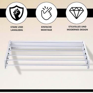 Сушарка для білизни настінна Vonia Wandtrockengestell 100x50 см, біла, складана, для ванної, балкона, квартири