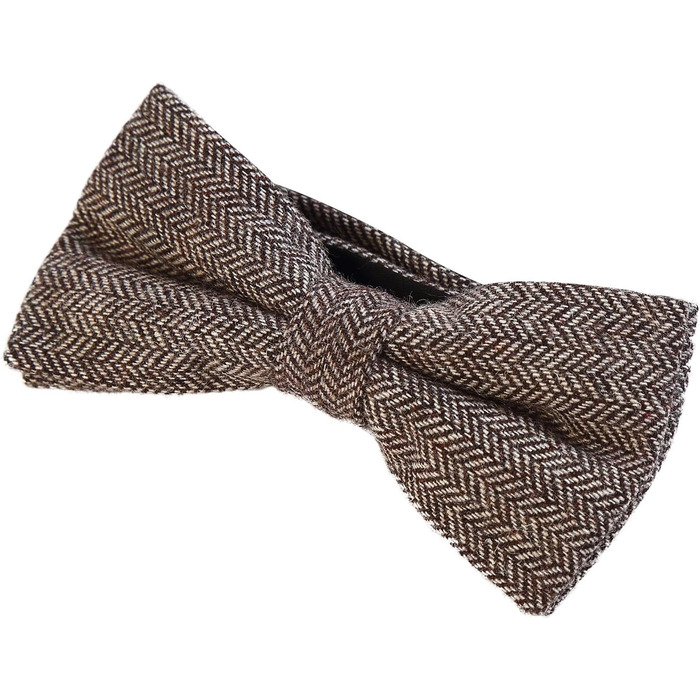 Метелик чоловічий DonDon Tweed 12x6 см з нагрудною хустинкою 23x23 см, бавовна, картатий коричневий