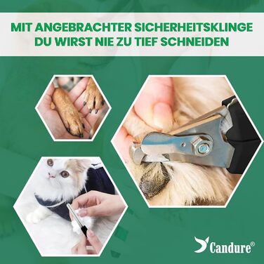 Професійні когтерізки для собак та котів Candure з пилочкою, нержавіюча сталь, 15 см, безпечний захист