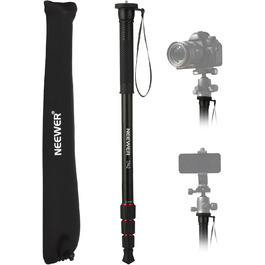 NEEWER Монопод 155 см для камери: легкий, портативний, з адаптерами 1/4' та 3/8' для DSLR та відеокамер, витримує до 8 кг