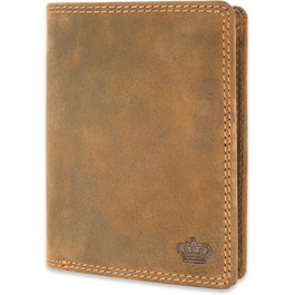 Baur Men's Wallet | Genuine Buffalo Leather | Wallet with RFID Protection | Tall/Vertical Wallet | Money Bag with Coin Pocket | Wallet with Many Card Slots (Tall/Vertical with Snap Button Inside)