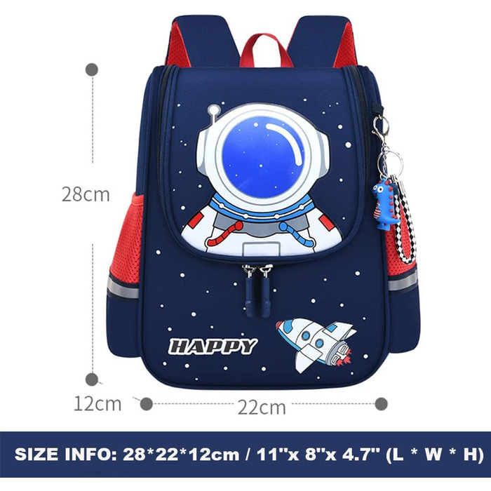 Дитячий рюкзак для школи Kinderrucksack: рюкзак для дівчаток-підлітків та хлопчиків, з малюнком, 28*22*12 см, блакитний