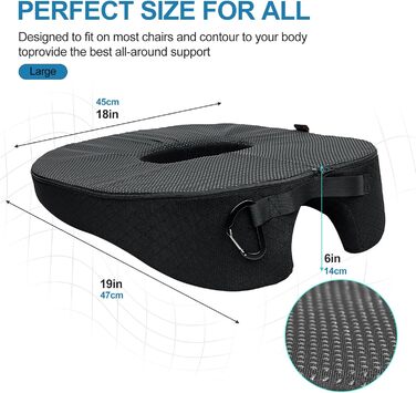 ZHOOGE Orthopedic Donut Seat Cushion for Hemorrhoids & Tailbone Pain - Memory Foam Seat Cushion for Car, Sofa, Office & Wheelchair - Black