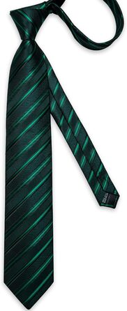 Набір краваток для чоловіків DiBanGu з шовковими смугами та клітинкою, з кишеньковим хустиною, затискачами для краваток та латунними манжетами, для весілля та офіційних заходів, зелений в смужку