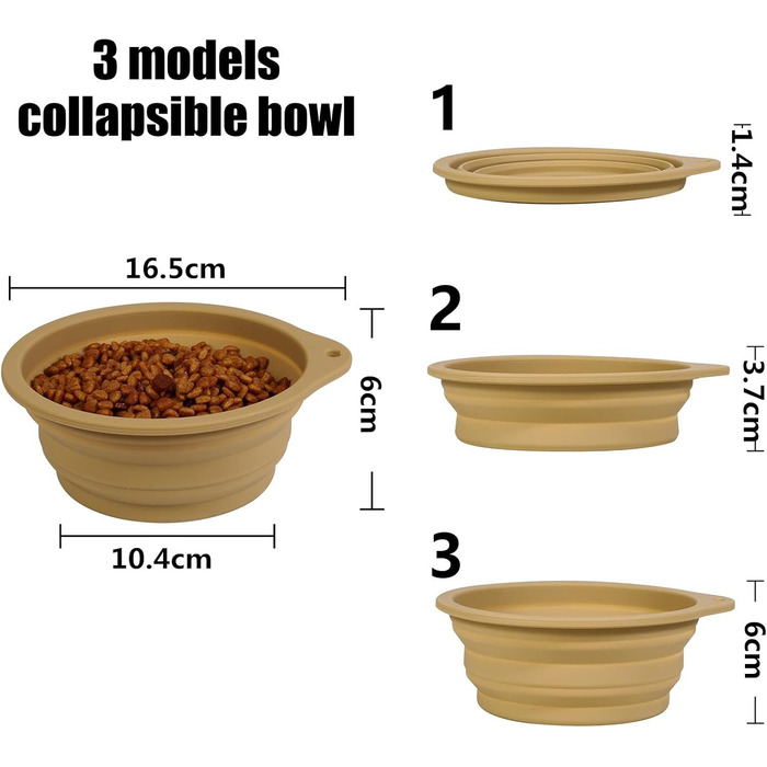 SLSON Складаний миска для собак 2 шт. - Портативна годівниця для тварин з карабіном для подорожей (зелена)