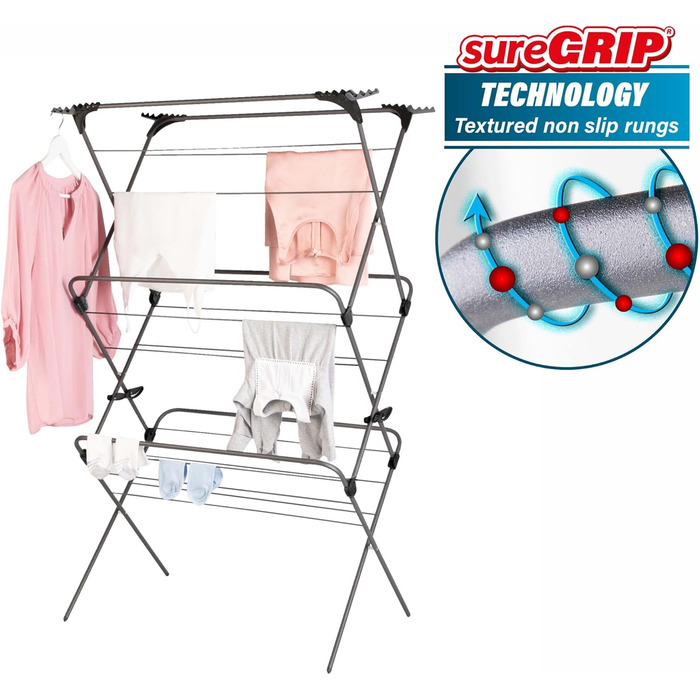 Сушарка для білизни Minky Trio Concertina Plus, 21 м сушильної площі, хром, блакитно-срібляста