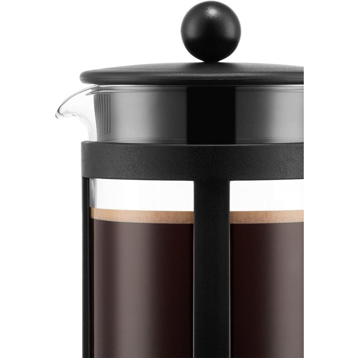 Bodum Kenya Френч-прес для кави - 1л, 8 чашок, з боросилікатного скла та нержавіючої сталі, миється в посудомийній машині, Made in Portugal, чорний