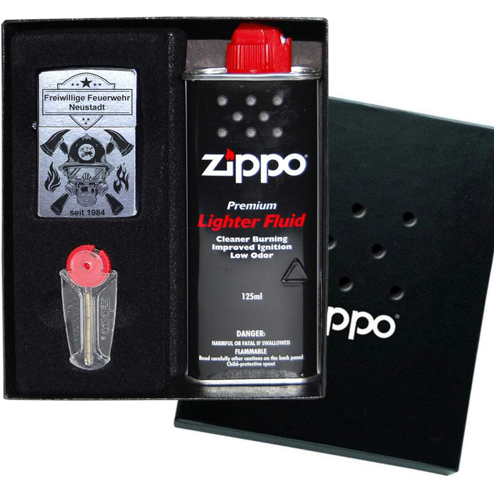 Запальничка Zippo з лазерним гравіюванням для добровільної або професійної пожежної служби, персоналізована, з індивідуальним написом, рятувальник 112