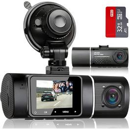 Dashcam Abask J05: Автомобільна камера 1080P з SD 32GB, 310° кут огляду, Park Watch, HDR, Інфрачервоне нічне бачення, G-сенсор, Loop Recording