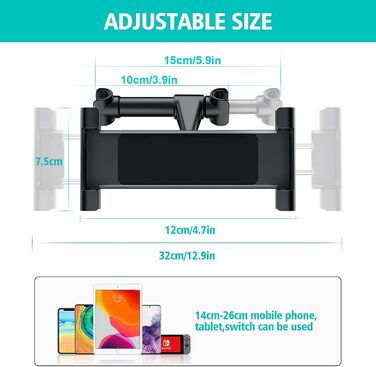 Тримач для планшета в авто, універсальний, висувний, для iPad, iPhone, Samsung Galaxy Tab, Switch (4.7-13 дюймів)