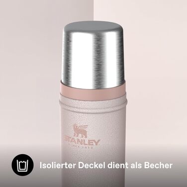 Термос STANLEY 1913 Classic Legendary 590 мл, герметичний, сталевий (Hammertone Rose Quartz) — зберігає тепло та холод до 24 годин