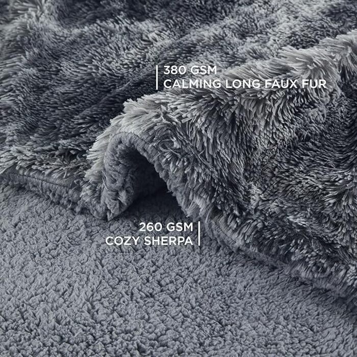 Водонепроникний плед для собак BEDSURE - 100 x 120 см, довгий плюш, миється, для великих собак та котів, захисний плед на собаче ліжко, XL (127x152 см), Batik Grey