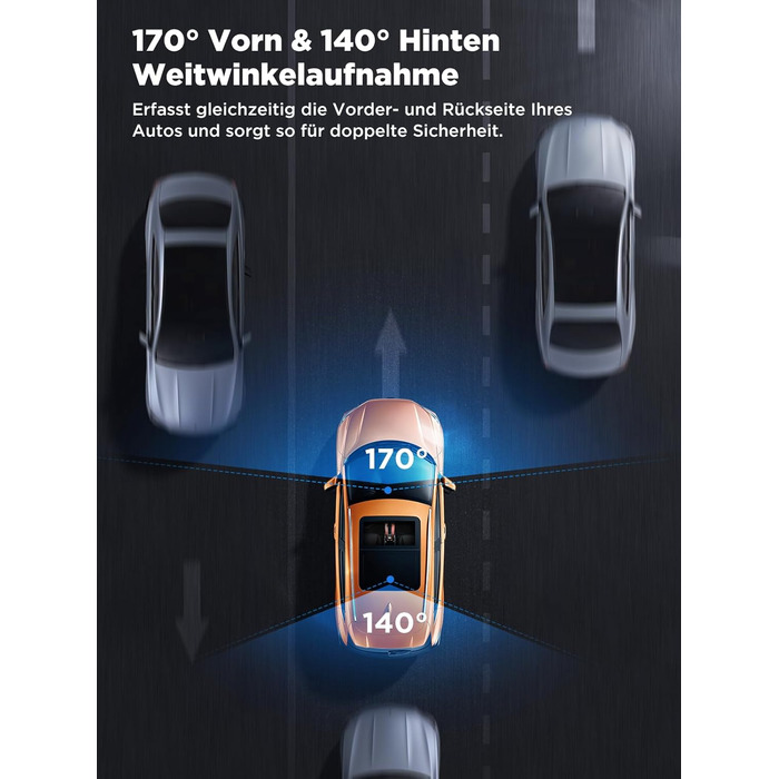 Відеореєстратор Topabol Dashcam Auto 4K + 1080P з Wi-Fi, двома камерами, нічним баченням, G-сенсором та підтримкою карт пам'яті до 256GB