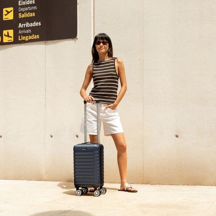 Чемодан ручної поклажі NUMADA Upfly – 40 x 25 x 20 см (20 л), ABS, знімні колеса, Marineblau (морський блакитний)