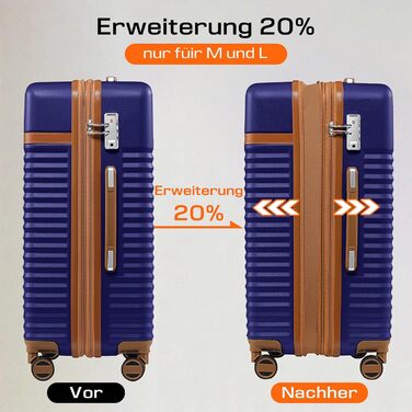 Набір валіз Joyway 5шт з ABS пластику, розширюваний, з TSA-замком, 4 колеса, 1 сумка, 1 органайзер, темно-синій