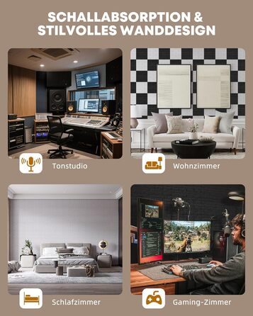 Акустичні панелі Jamelo самоклеючі 3D цегла, 30x30x0,9 см, 12 шт. — звукопоглинаючі панелі для стін у студію, спальню та офіс (Білий)