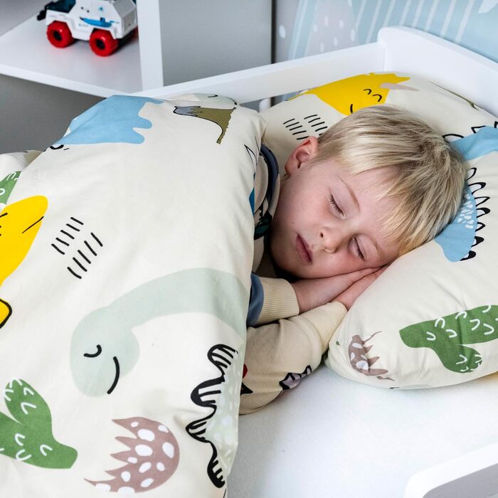 Комплект постільної білизни для ліжечка Kinderbettwäsche з динозаврами 100x135/40x60, 100% бавовна, для хлопчиків, прання при 60°C