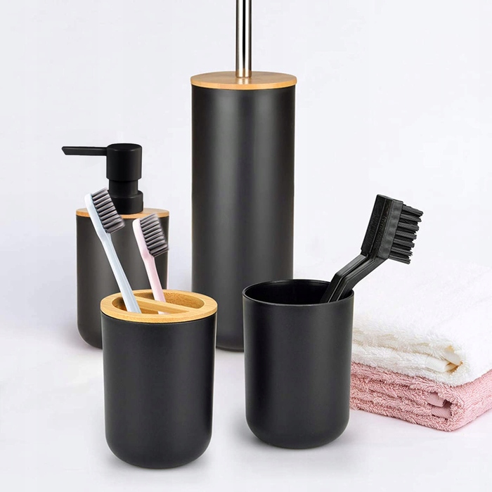 Елегантний набір для ванної кімнати 6в1: дозатор для мила та тримач для паперу, чорний
