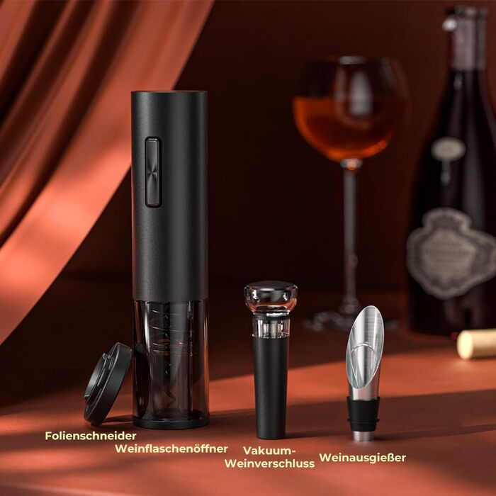Електричний відкривачка для вина GHB 6-в-1 з USB-зарядкою, зрізач фольги, виливає вино та вакуумний затвор. Подарунок для поціновувачів вина
