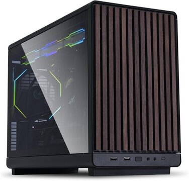 Корпус Lian Li DAN Cases A3 Wood Edition для ПК Micro-ATX з темперованим склом та дерев'яними вставками з чорного горіха
