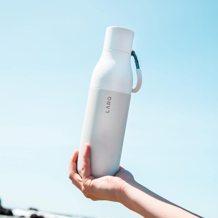 LARQ Bottle Flip Top 500ml - Insulated Stainless Steel Water Bottle with Straw | Reusable Water Bottle for Sports, Gym, and Travel | Keeps Drinks Cold, (740 ml, Granite White)