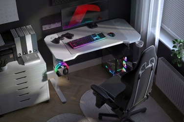 Ігровий підлітковий стіл з регулюванням висоти, карбоновий, білий, 120 см