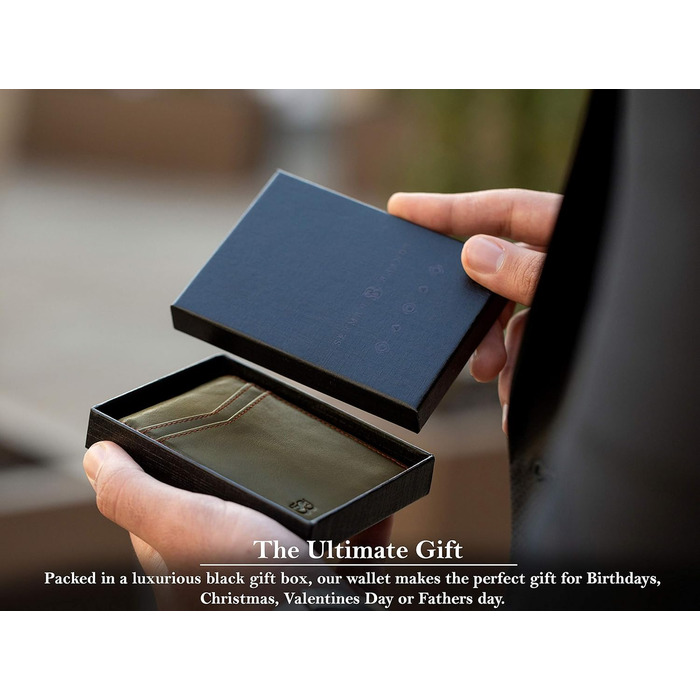 Чоловіче шкіряне портмонель SERMAN Brands з RFID-захистом, тонкий, чорний - Slim (зелений, мінімалістичний)