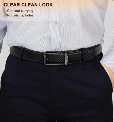 Чоловічий шкіряний ремінь BULLIANT з автоматичною застібкою, ширина 35 мм, регульований, чорний