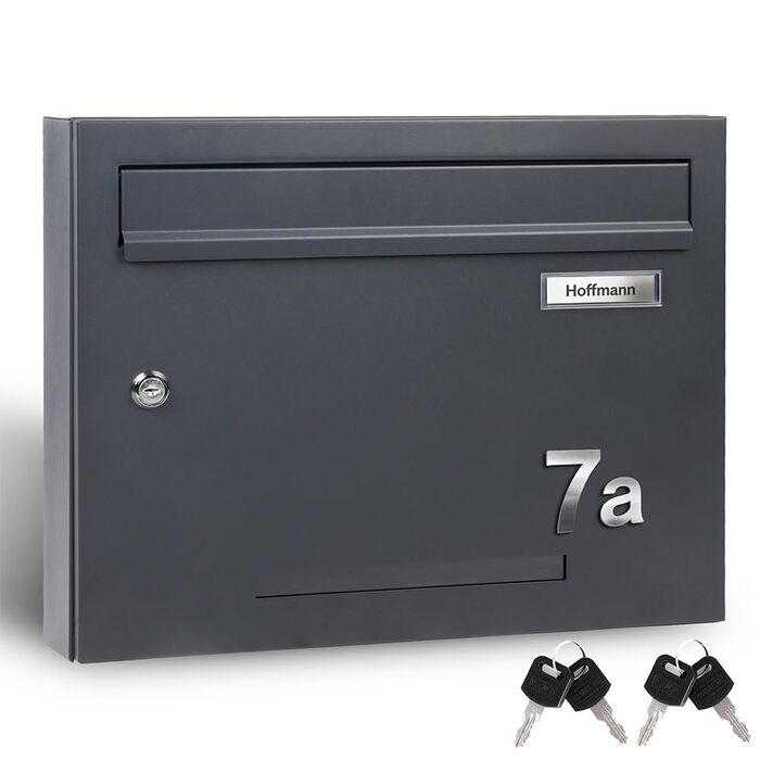 Поштовий ящик Zedelmaier з газетницею антрацит RAL 7016: Персоналізований настінний поштовий ящик з нержавіючої сталі, 3D номер будинку, сучасний, стійкий до погодних умов, подвійне порошкове покриття