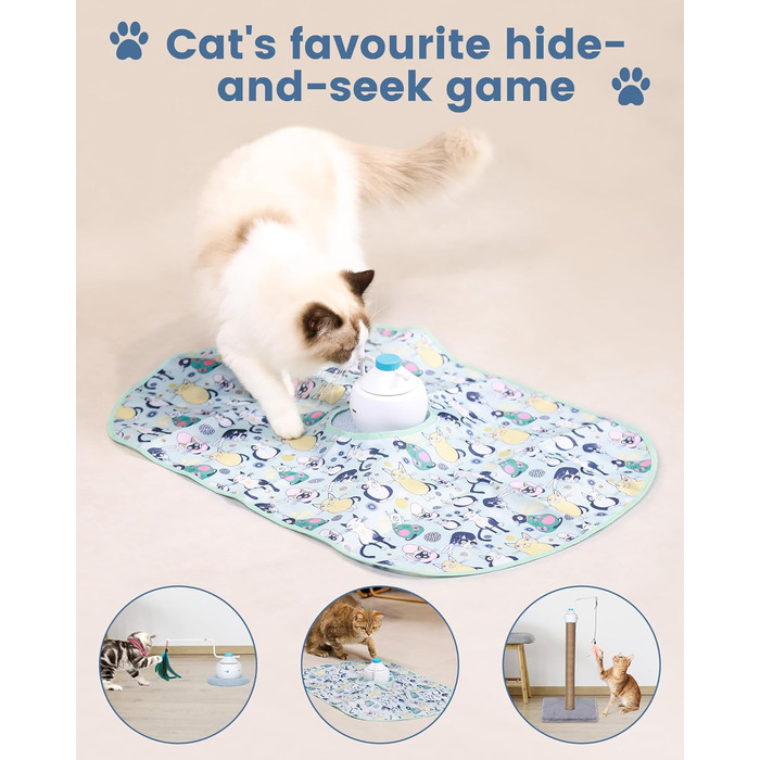 Cat Toy Self-Entertainment, 3 IN 1 Interactive Feather Toy for Cats with 360 Degree Automatic Rotating, USB Rechargeable Complete Set Cat Accessories Electric (Light Blue)
