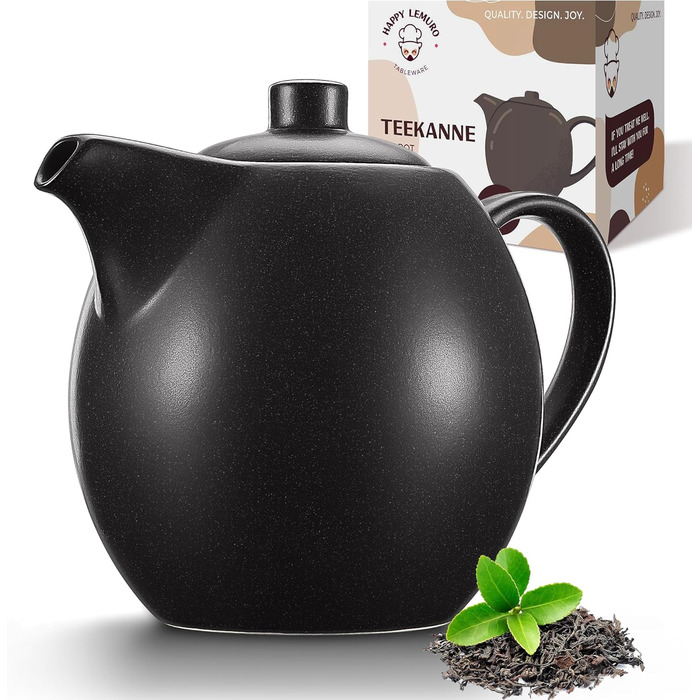 Teapot with infuser, ceramic - 1.2 l - Ceramic teapot, black (anthracite) - Tea Pot - Teapot Ceramic - Teapot accessory - Tea maker for loose leaf tea