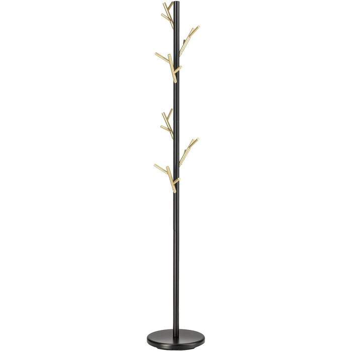 IDIMEX Clothes Rack ZENO made of metal, coat rack in green paint, jacket stand with 6 practical hooks (Black/Gold)