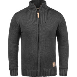 Чоловічий кардиган Soid SDPou з грубого трикотажу з бавовняної суміші, з коміром-стійкою, Regular fit, Back (9000), XXL, Темно-сірий меланж (8288)